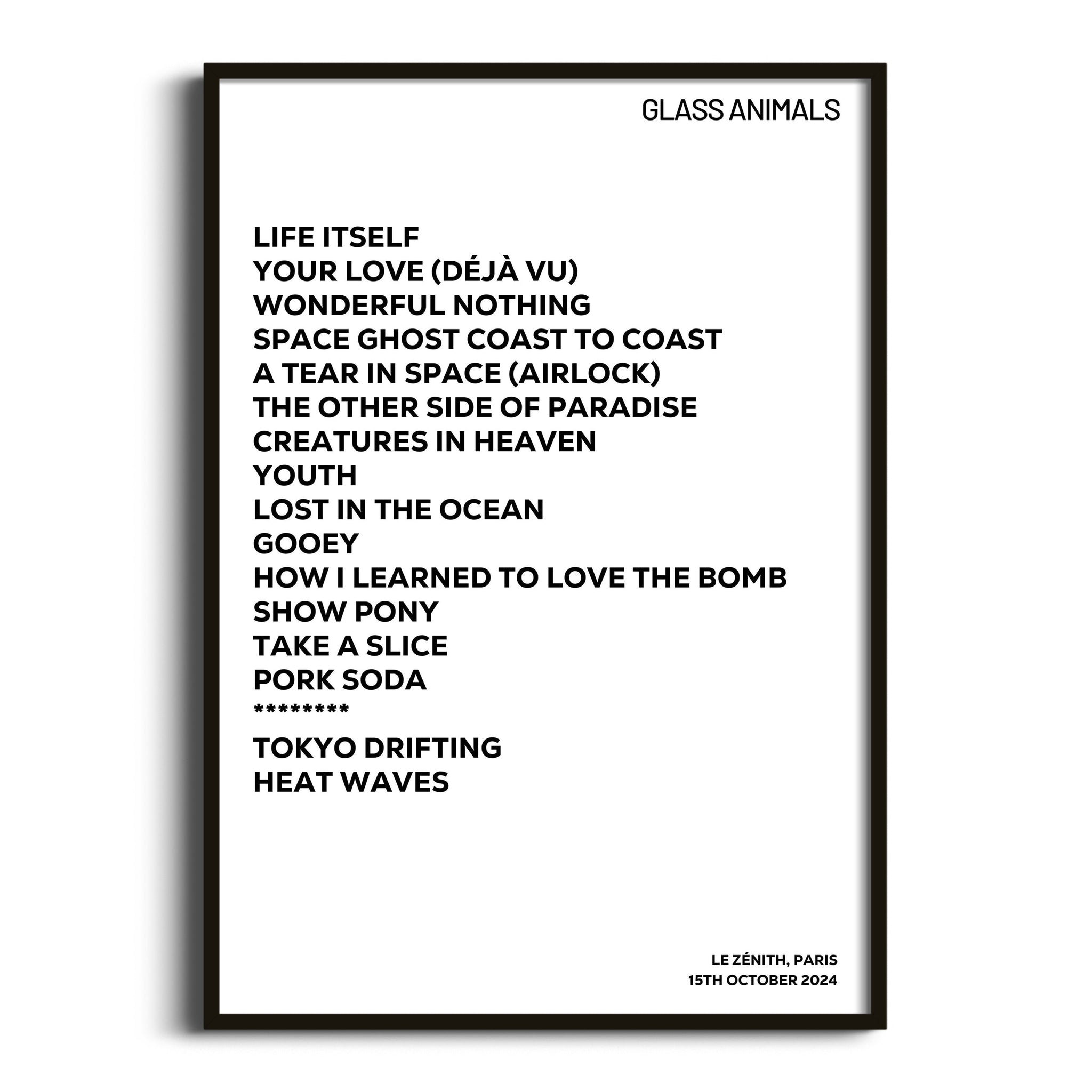 Glass Animals Paris 15th October 2024 - Gig Setlist - Setlist