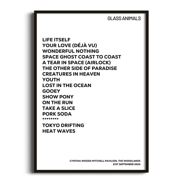 Glass Animals The Woodlands 21st September 2024 - Gig Setlist - Setlist