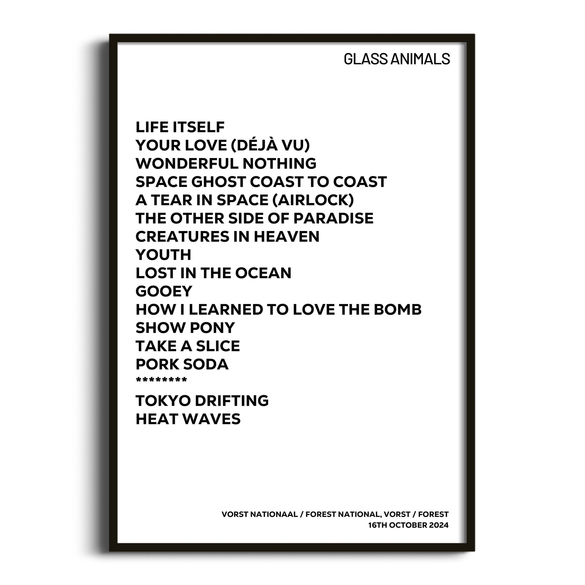 Glass Animals Vorst / Forest 16th October 2024 - Gig Setlist - Setlist