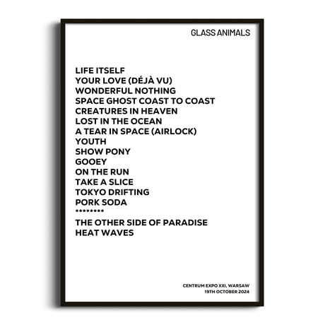 Glass Animals Warsaw 19th October 2024 - Gig Setlist - Setlist