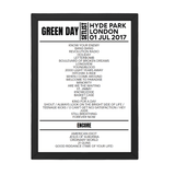 Green Day B.S.T Hyde Park, London July 1 2017 Setlist Poster - Setlist