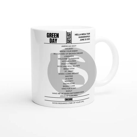 Green Day Huddersfield June 2022 Setlist Mug - Setlist