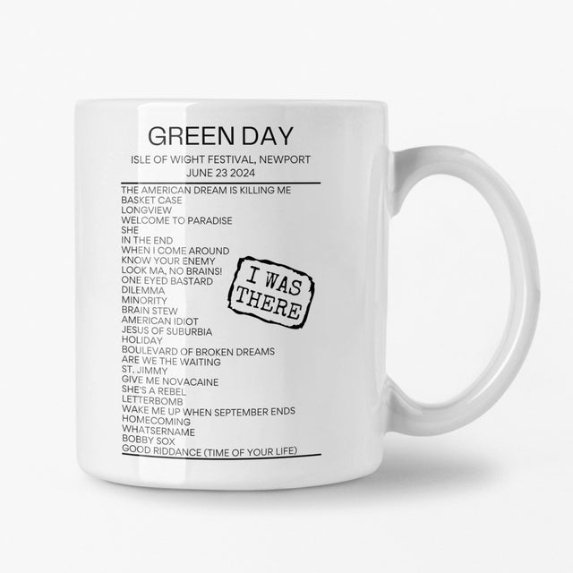 Green Day Isle Of Wight Festival 2024 Setlist Mug - Setlist