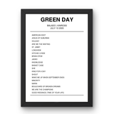 Green Day July 10, 2005 Balado Kinross Setlist Poster - Setlist