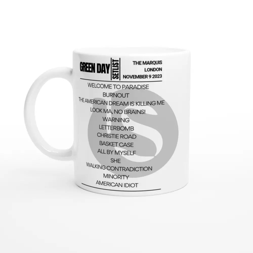 Green Day London November 9 2023 Setlist Mug - Setlist