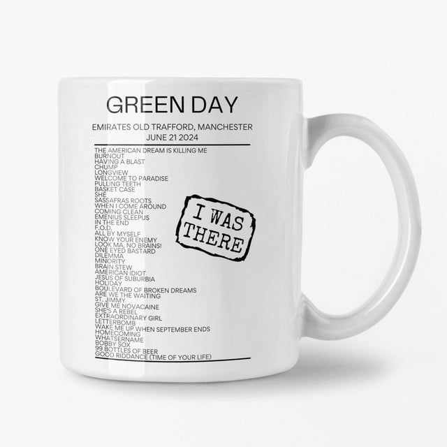 Green Day Manchester June 21 2024 Setlist Mug - Setlist