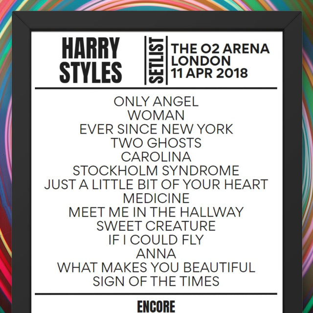 Harry Styles 02 Arena London April 11 2018 Replica Setlist - Setlist