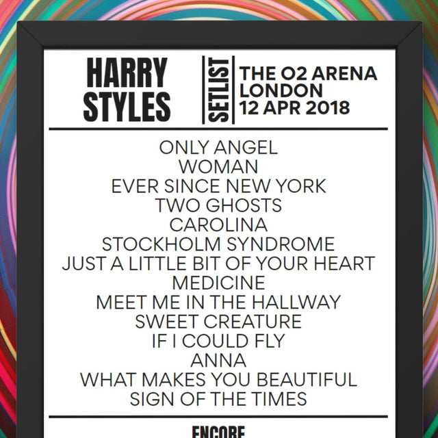 Harry Styles 02 Arena London April 12 2018 Replica Setlist - Setlist