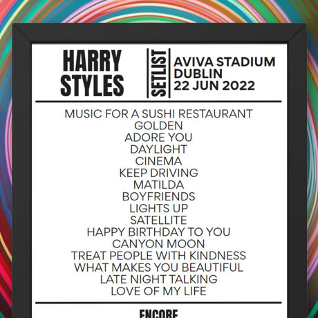 Harry Styles Aviva Stadium Dublin 22 June 2022 Replica Setlist - Setlist