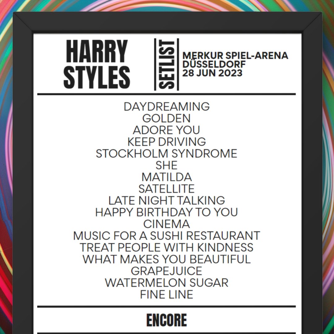 Harry Styles Düsseldorf June 28, 2023 Replica Setlist - Setlist