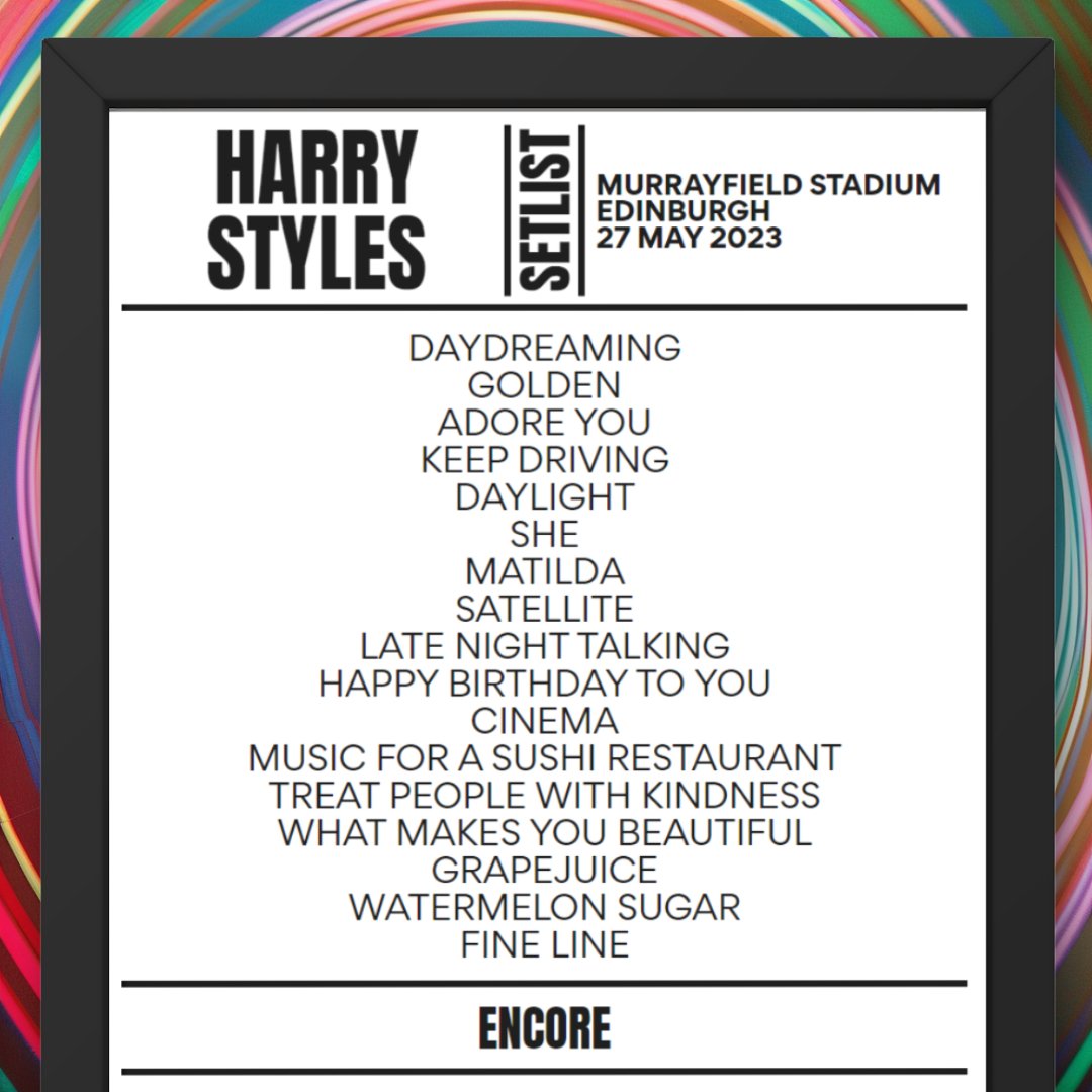 Harry Styles Edinburgh May 2023 - Night 2 Replica Setlist - Setlist
