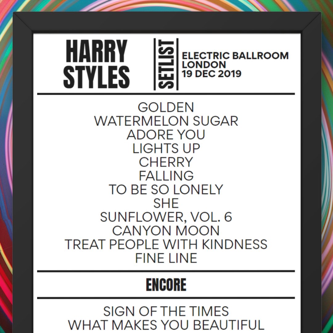 Harry Styles Electric Ballroom London December 2019 Replica Setlist - Setlist