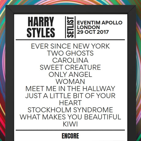 Harry Styles Eventim Apollo London 29 October 2017 Replica Setlist - Setlist