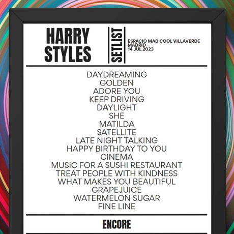 Harry Styles Madrid July 14, 2023 Replica Setlist - Setlist