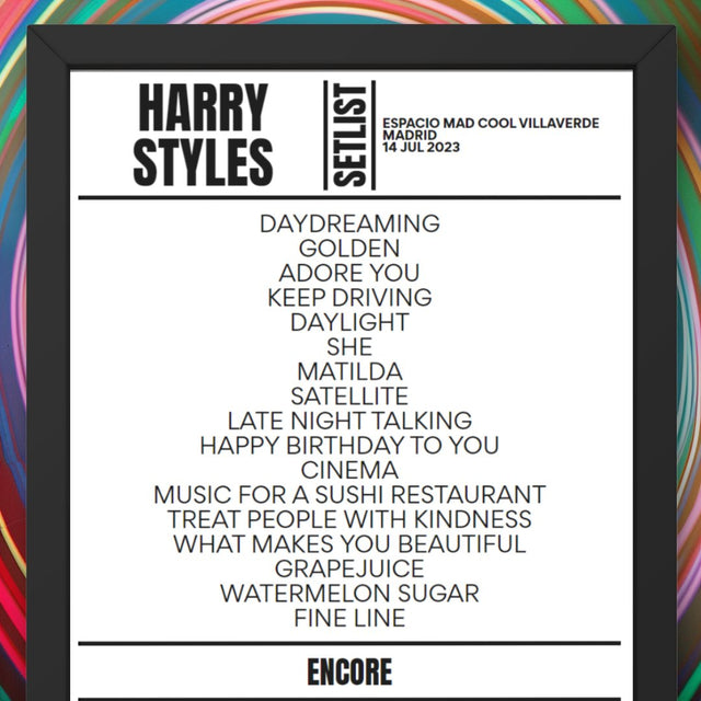 Harry Styles Madrid July 14, 2023 Replica Setlist - Setlist