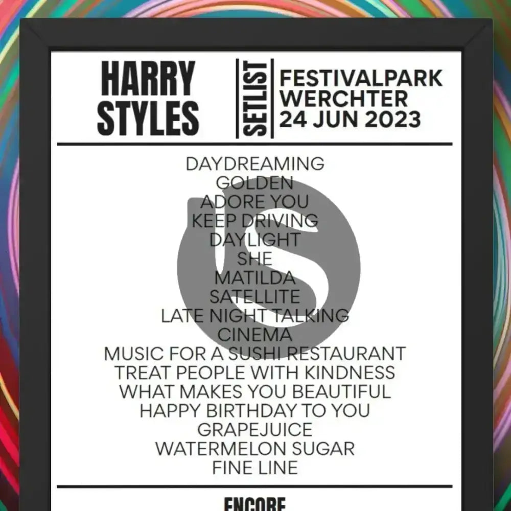 Harry Styles Werchter June 24, 2023 Replica Setlist - Setlist