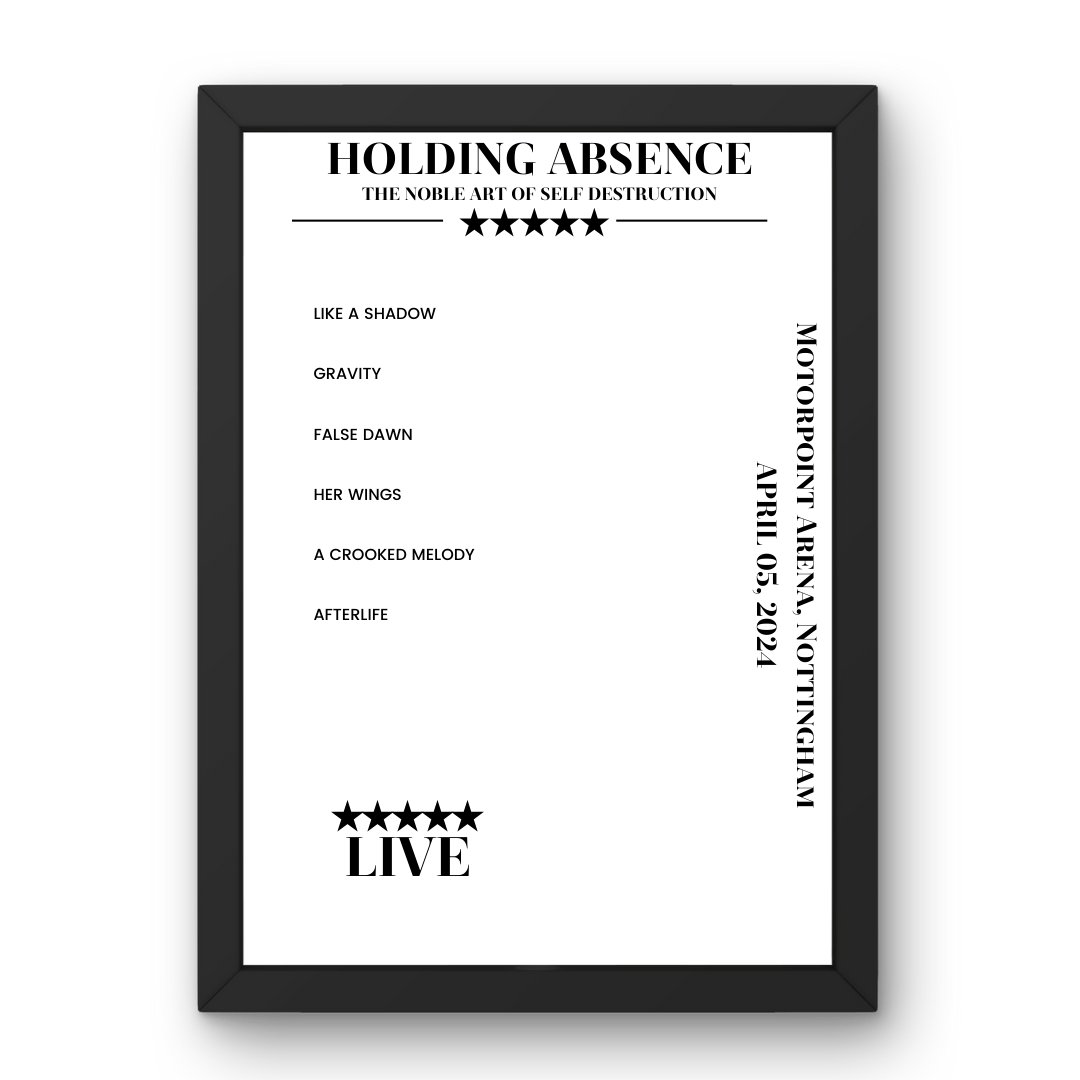 Holding Absence April 05, 2024 Motorpoint Arena Nottingham Setlist Poster - Setlist