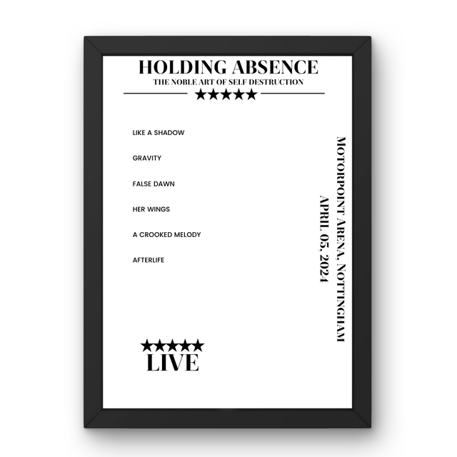 Holding Absence April 05, 2024 Motorpoint Arena Nottingham Setlist Poster - Setlist