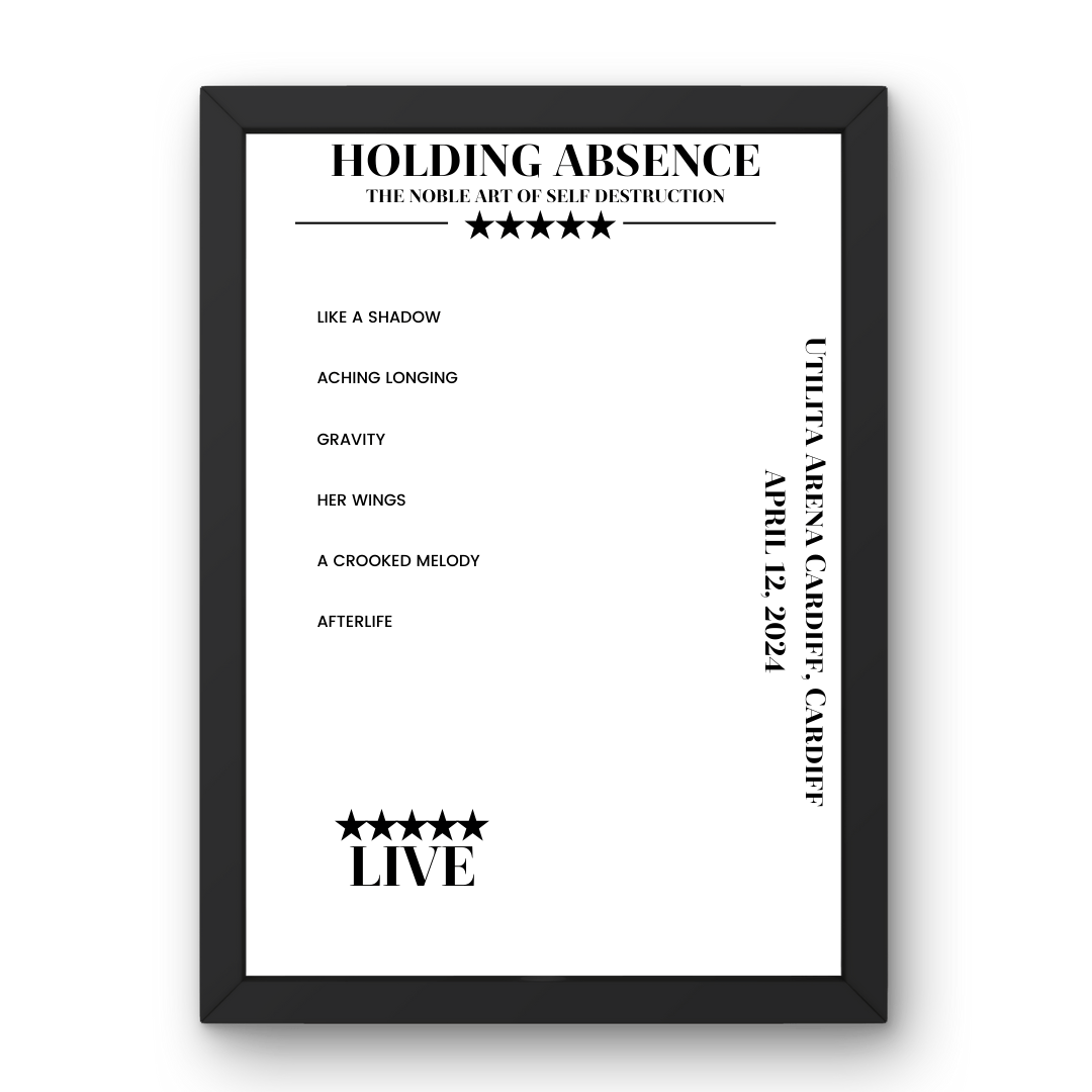 Holding Absence April 12, 2024 Utilita Arena Cardiff Cardiff Setlist Poster - Setlist