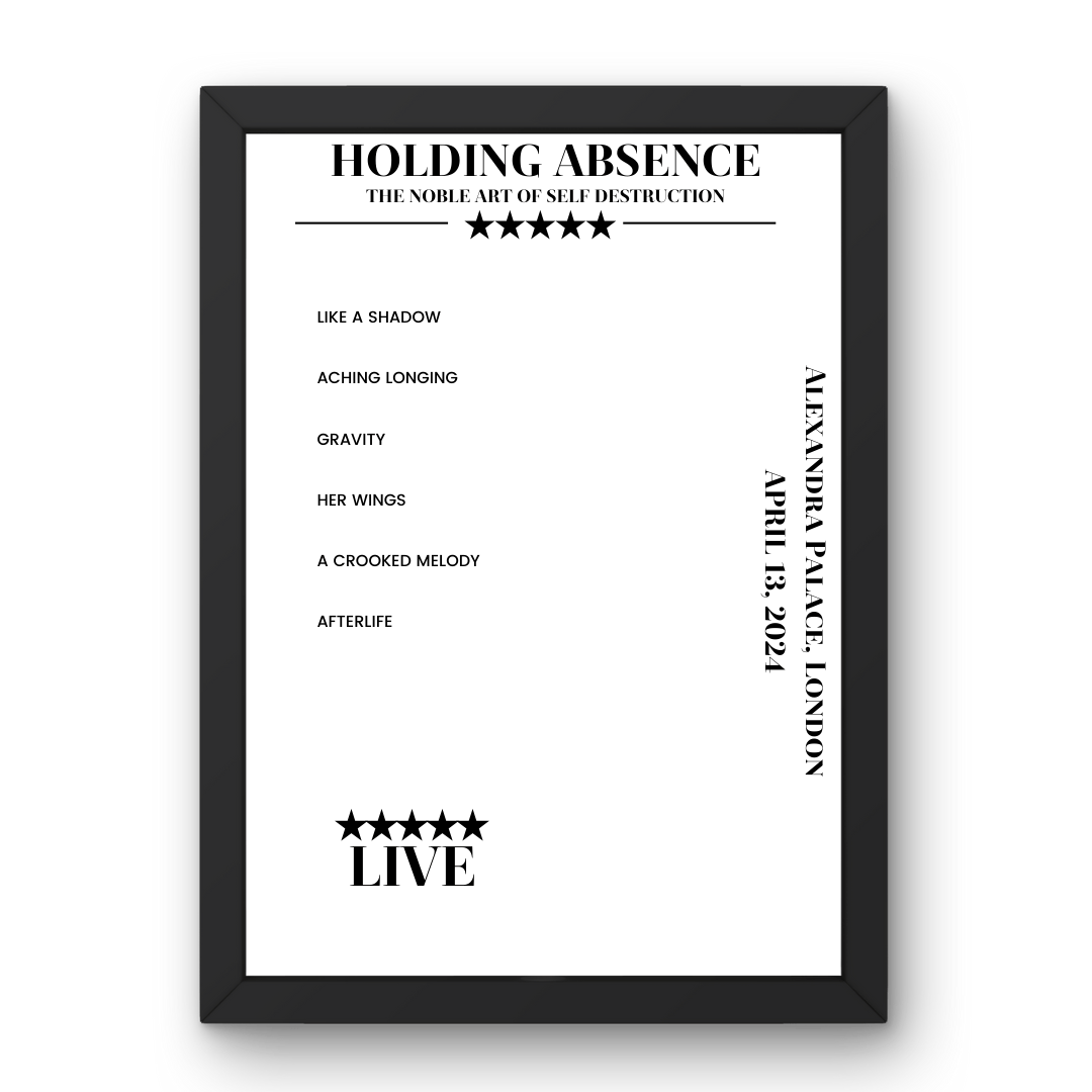 Holding Absence April 13, 2024 Alexandra Palace London Setlist Poster - Setlist