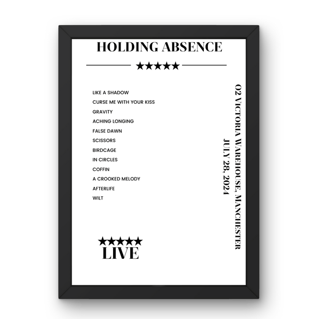 Holding Absence July 28, 2024 O2 Victoria Warehouse Manchester Setlist Poster - Setlist