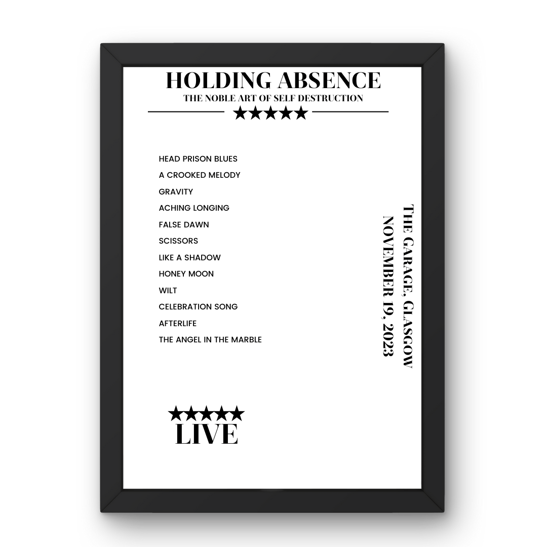 Holding Absence November 19, 2023 The Garage Glasgow Setlist Poster - Setlist