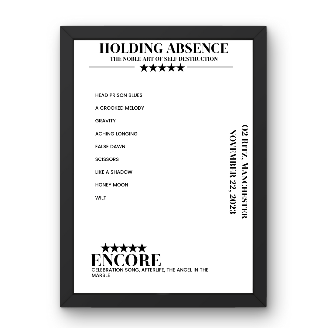 Holding Absence November 22, 2023 O2 Ritz Manchester Setlist Poster - Setlist