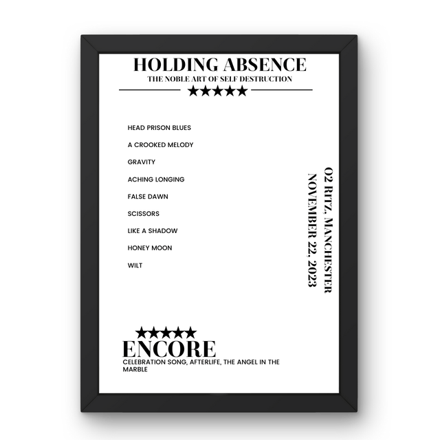 Holding Absence November 22, 2023 O2 Ritz Manchester Setlist Poster - Setlist