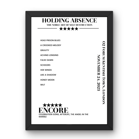 Holding Absence November 24, 2023 O2 Forum Kentish Town London Setlist Poster - Setlist