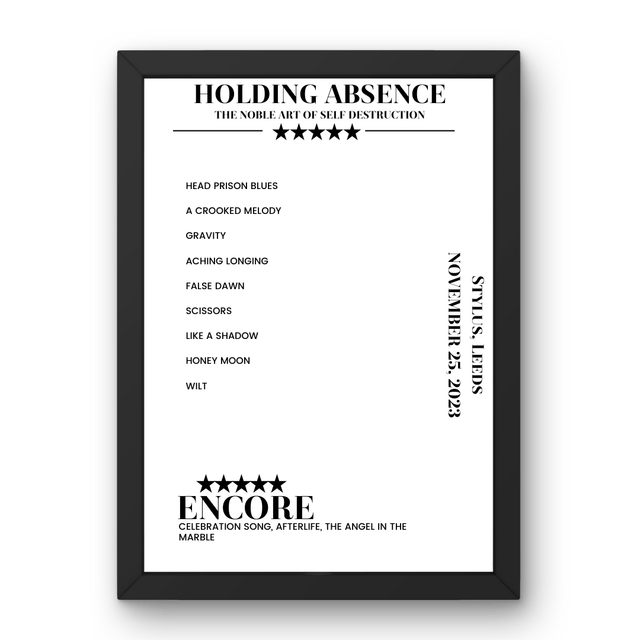 Holding Absence November 25, 2023 Stylus Leeds Setlist Poster - Setlist