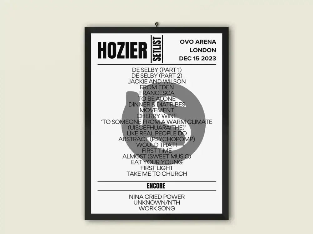 Hozier Unreal Earth Tour | OVO Arena Wembley | Tour Poster | Fan - Made | - Setlist