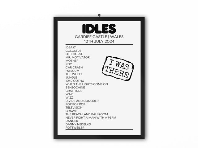 IDLES Cardiff July 2024 Setlist Poster - Setlist