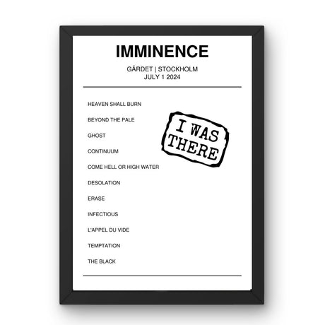 Imminence July 01, 2024 Gärdet Stockholm Setlist Poster - Setlist