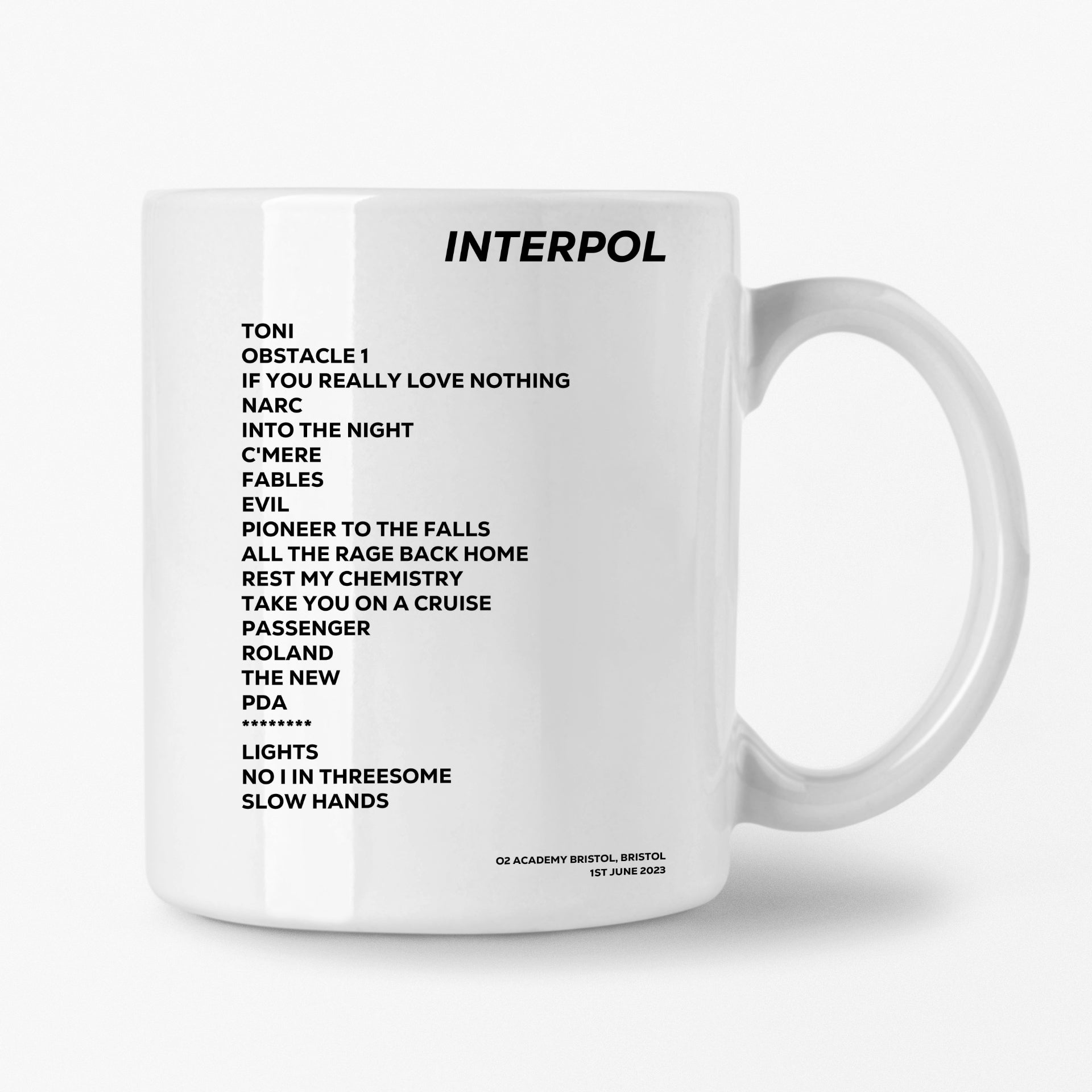 Interpol Bristol 1st June 2023 Setlist Mug - Setlist