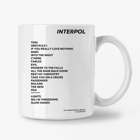 Interpol Bristol 1st June 2023 Setlist Mug - Setlist