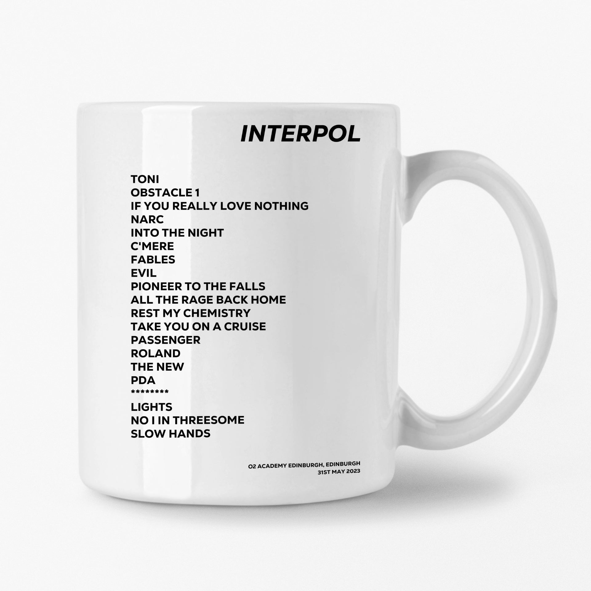 Interpol Edinburgh 31st May 2023 Setlist Mug - Setlist