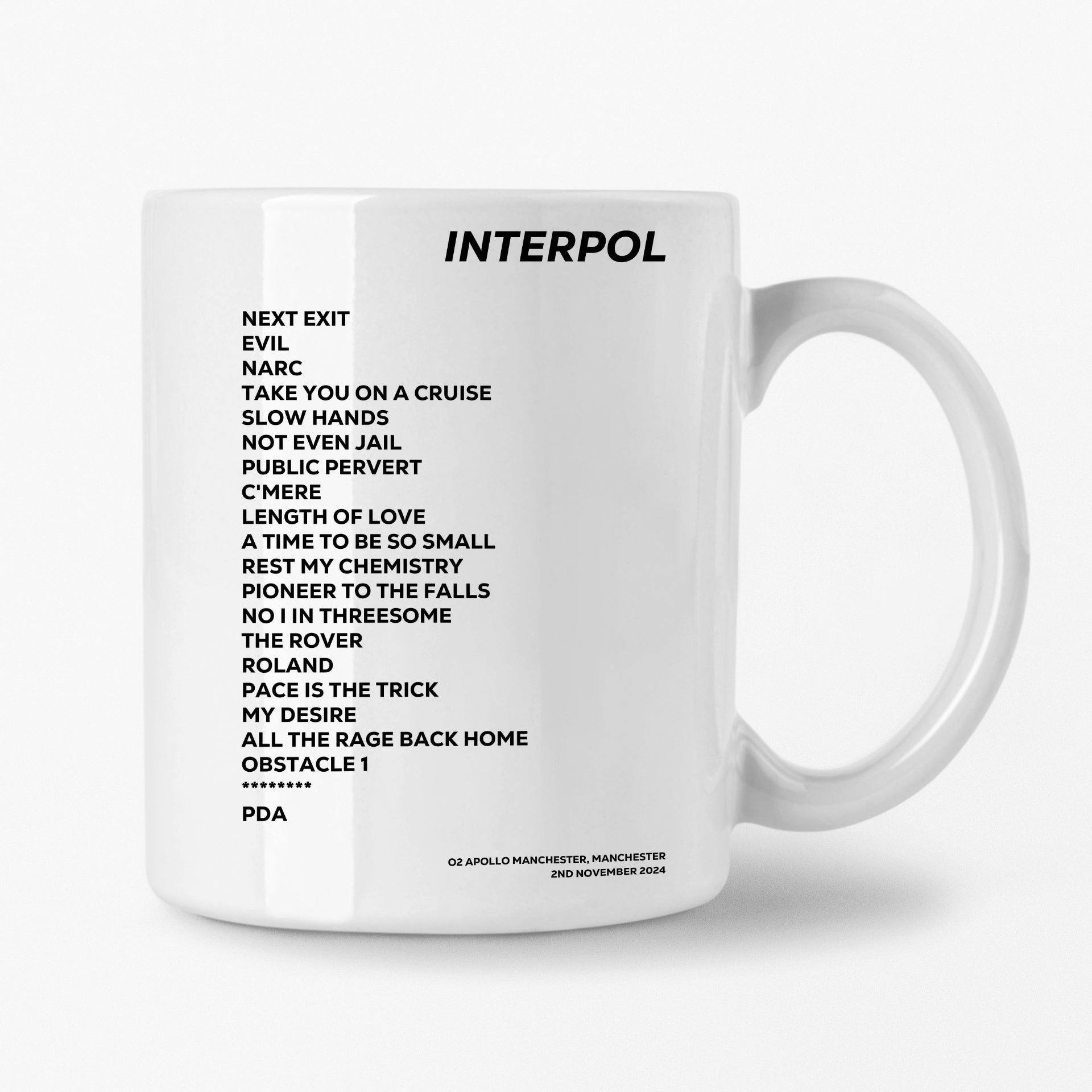 Interpol Manchester 2nd November 2024 Setlist Mug - Setlist