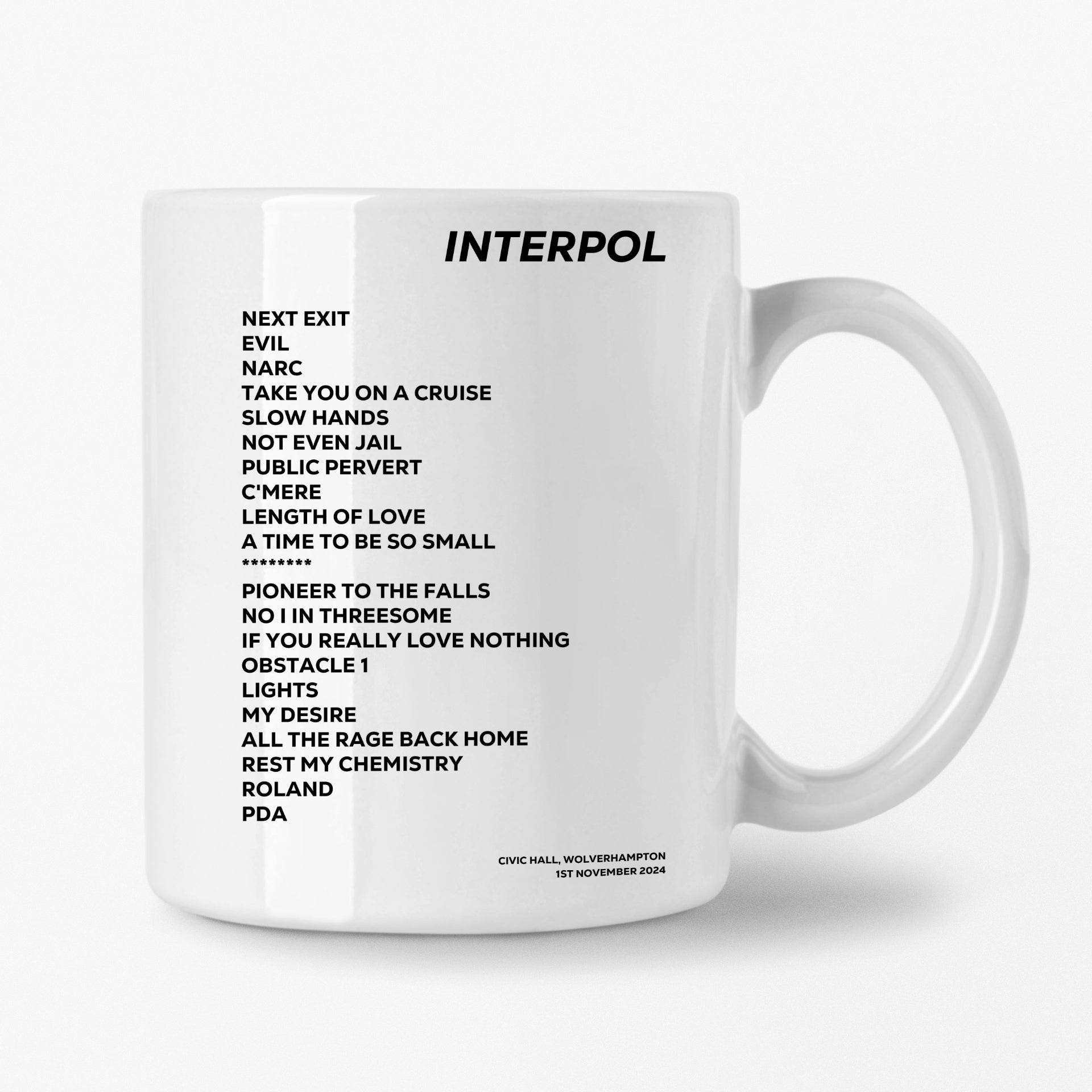 Interpol Wolverhampton 1st November 2024 Setlist Mug - Setlist