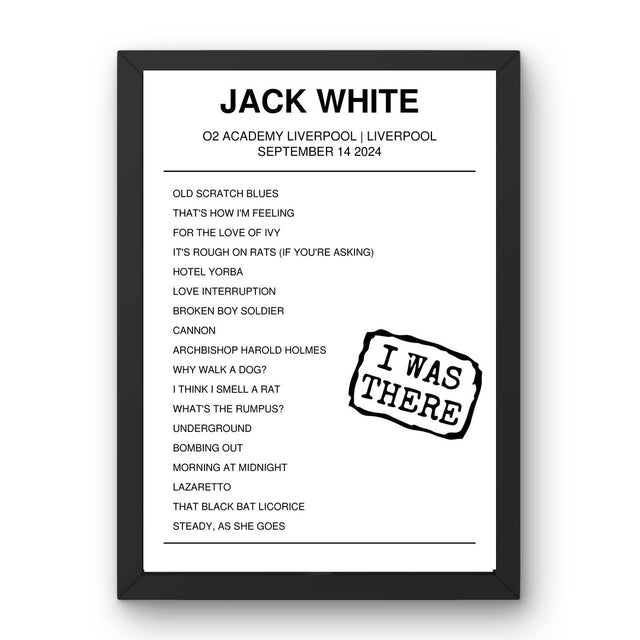 Jack White September 14, 2024 O2 Academy Liverpool Liverpool Setlist Poster - Setlist