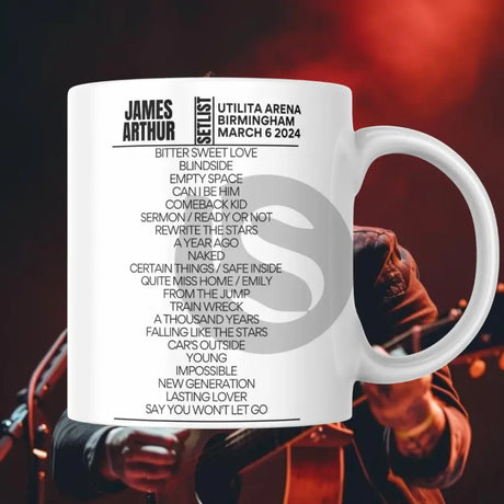 James Arthur Utilita Arena Birmingham March 6 2024 Setlist Mug - Setlist