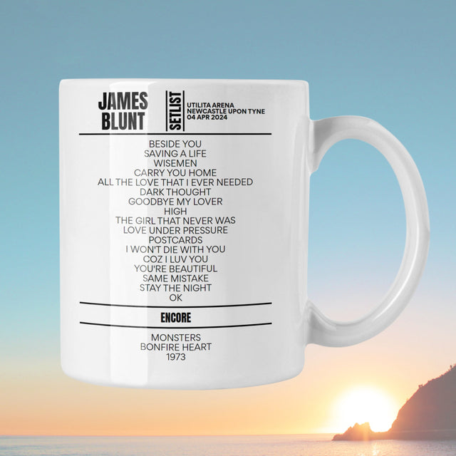 James Blunt Newcastle April 4 2024 Setlist Mug - Setlist