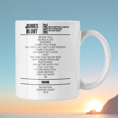 James Blunt Nottingham April 2024 Setlist Mug - Setlist