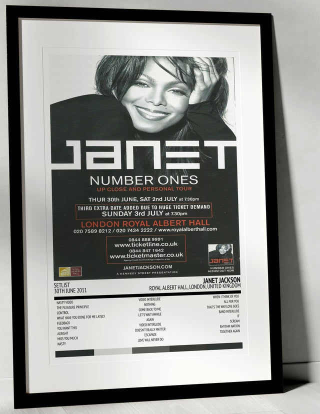 Janet Jackson Number Ones: Up Close and Personal Royal Albert Hall London 30th June 2011 - Setlist Tour Poster - Setlist