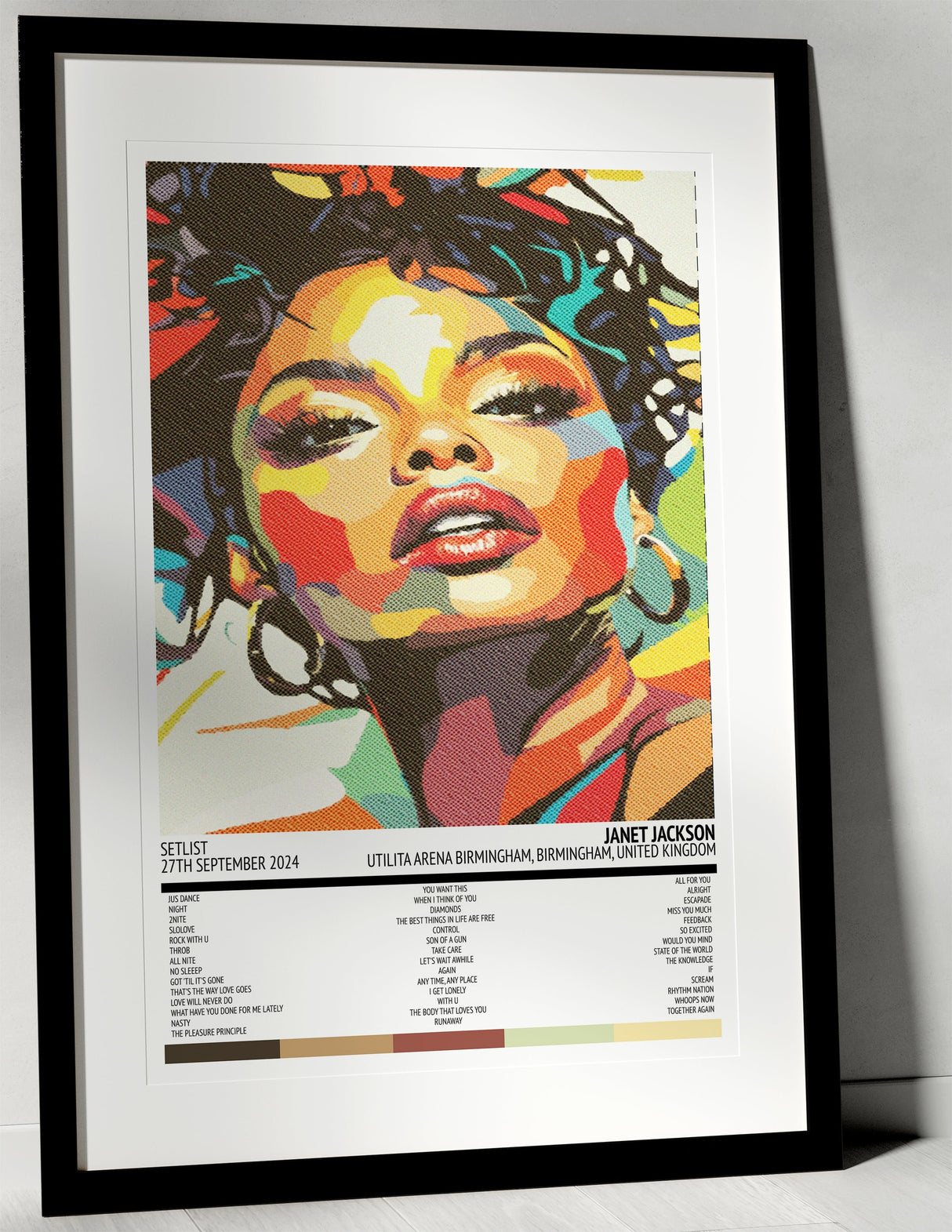 Janet Jackson Together Again Utilita Arena Birmingham Birmingham 27th September 2024 - Setlist Tour Poster - Setlist