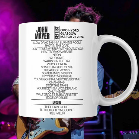 John Mayer Glasgow March 27 2024 Setlist Mug - Setlist