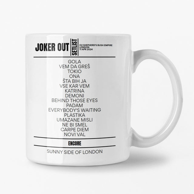 Joker Out London April 2024 Setlist Mug - Setlist