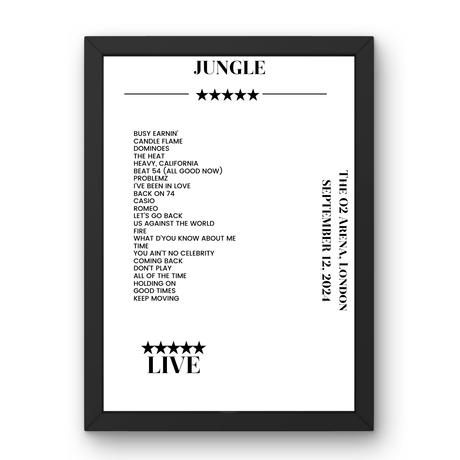 Jungle The O2 Arena London 12 September 2024 Setlist Poster - Setlist