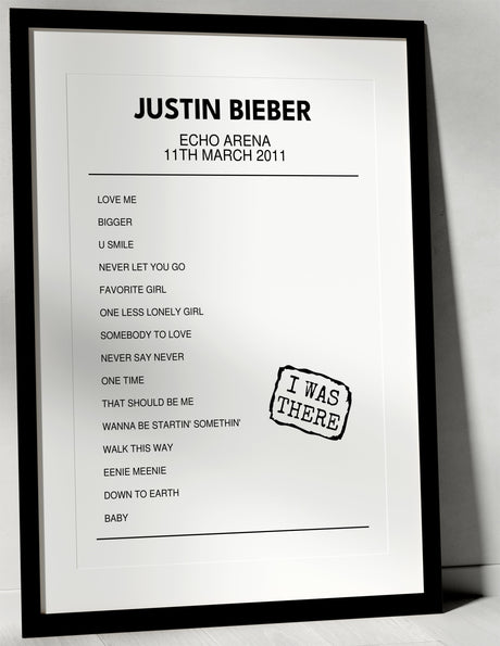 Justin Bieber 11th March 2011 Echo Arena Liverpool I Was There - Setlist