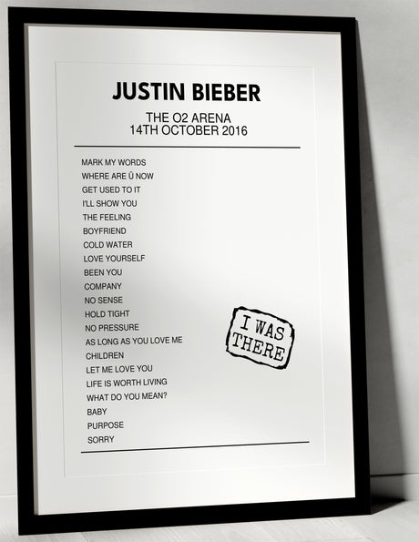 Justin Bieber 14th October 2016 The O2 Arena London I Was There - Setlist