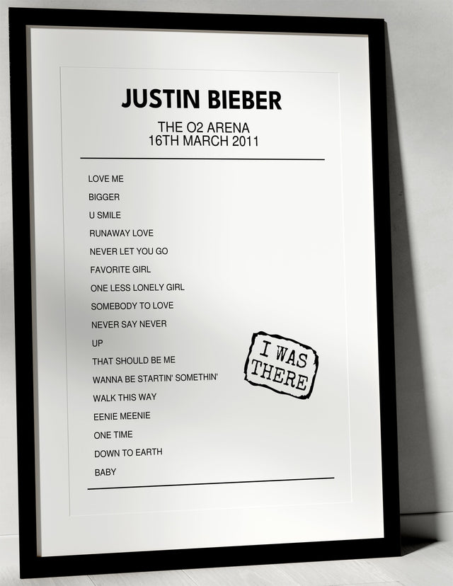 Justin Bieber 16th March 2011 The O2 Arena London I Was There - Setlist